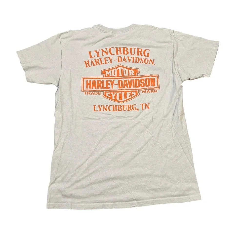Harley Davidson Double Side  T-Shirt M Medium Lynchburg‎ TN Gray Skull - Picture 2 of 7
